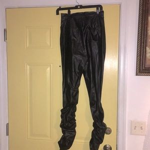 Shop ten one Black slouch wide keg over your shoe patten leather $15 size small